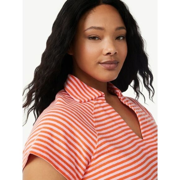 ❤️‍🔥Free Assembly Women's Raglan Sleeve Polo Terry Cloth Tee Shirt | Size Small - Picture 1 of 9